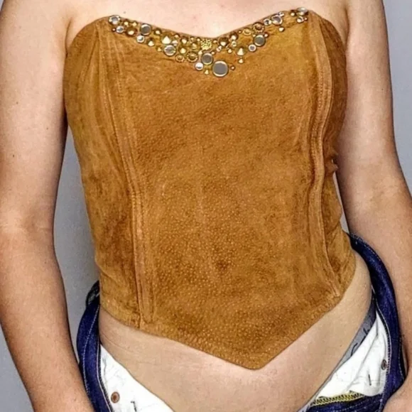 Vintage 1980s leather corset bustier - Picture 2 of 5